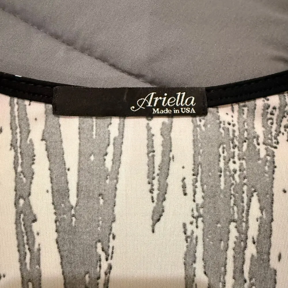 Ariella Boutique Animal Print Blouse Lace Bell Sleeves Made USA Women’s Large - Picture 4 of 9